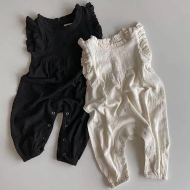 Baby Summer Linen Sleeveless Jumpsuit - Milancel Zomer Baby Rompertjes Mouwloos Peuter
