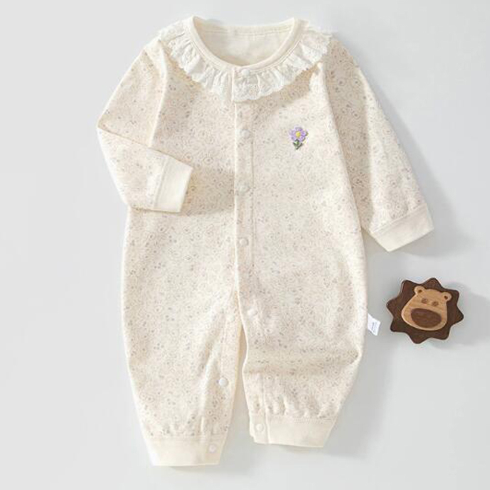 Newborn Baby Girl Romper Floral - Herfst jumpsuit voor babymeisjes 100% gekamd