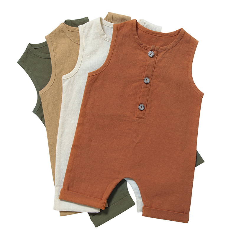 Zomer Baby Jongens Meisjes Rom - Baby Summer Linen Sleeveless Jumpsuit recensie en prijs